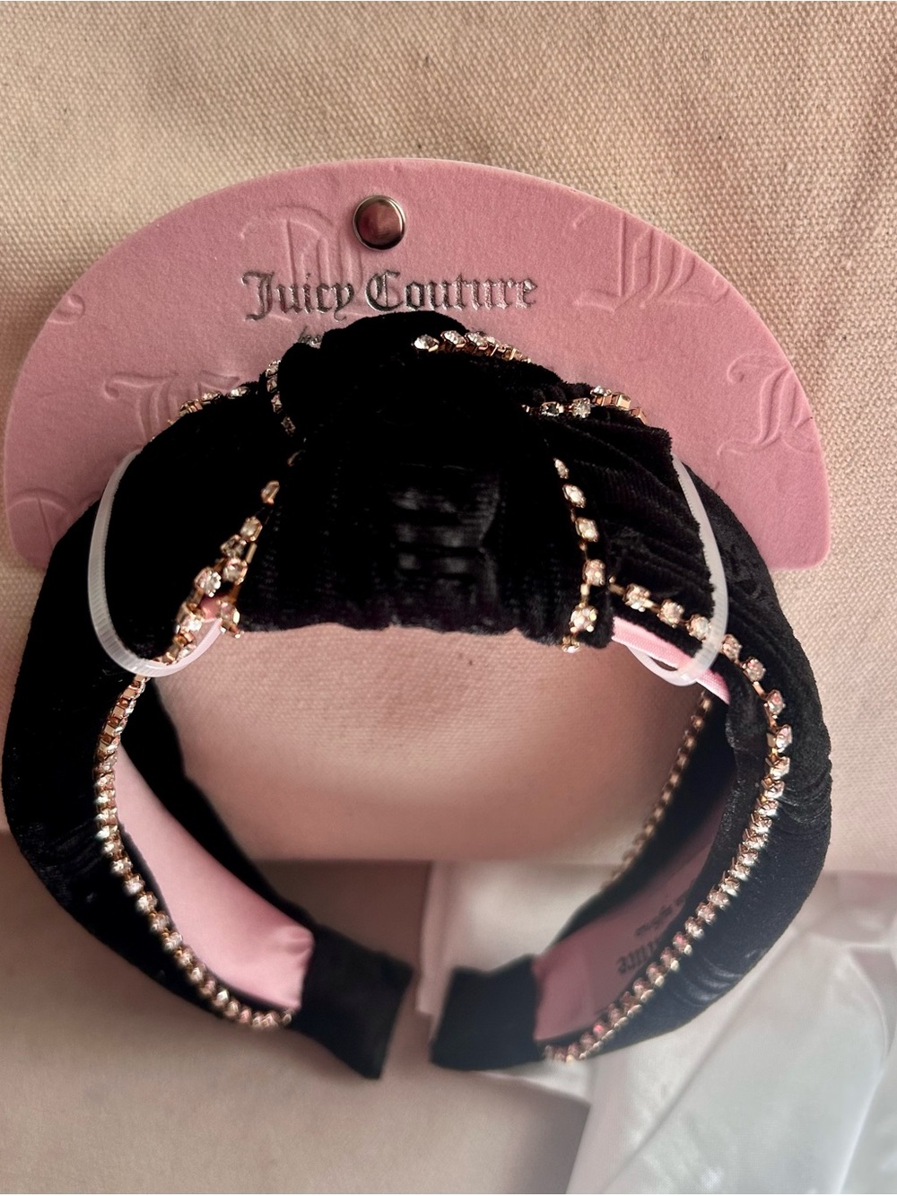 Juicy Couture Black Velvet Headband  & Faux Crystal Trim